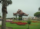 Miraflores Park with statue - not Tony and Gail!