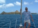 Chris Gros - leaving St. Lucia for an overnight sail to Dominica, April 2003