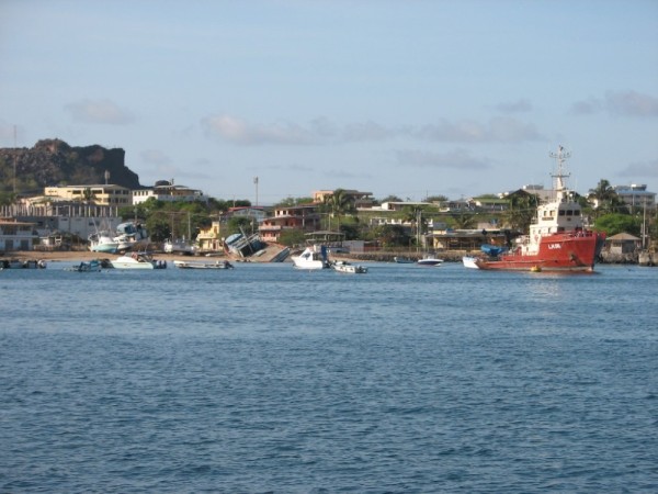 View of the harbor in San Cristobal.