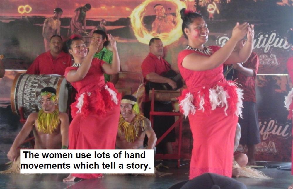 The women use lots of hand movements to tell a story.