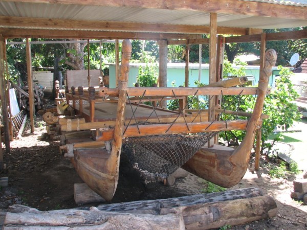 Historical outrigger canoe.