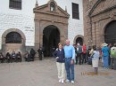 Gail and Tony in front of the old Inca Qorikancha Temple, now the  Church of Santo Domingo.