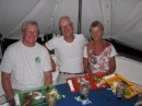 Tony, Wim and Mathilde on Cetacea for seared tuna and another Dominoes tournament!