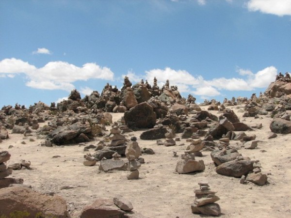 Offerings of pyramid stones made to the Gods.