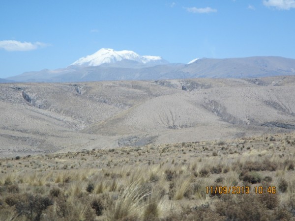 Andes Mountains with volcanic and glacier formations.