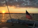 Sunset and American Flag