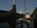 Pretty pic of Captain Dana’s “plastic toy” aglow and the beautiful “super moon” 