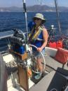 Jessica at the helm!: Here is Jessica sailing Anna Marie down the Mexico coast from ?Barra de Navidad to Bahia Santiago