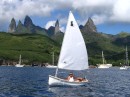 sailing the dinghy in the Marquesas (taken by s/v Irie)
