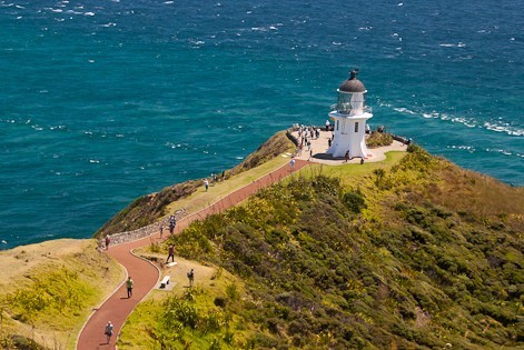 Seen from the parking lot.  Cape Reinga Lighthouse.
