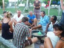Yachties try a kava ceremony before our Tongan Feast.