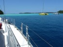 Approaching the anchorage at Langitau Island, adjacent to the 