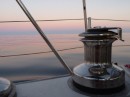 Sunset on Cook Strait, approaching the South Island. We couldn