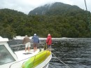Peter, John & Bruce on Picton motor boat, 