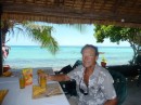 A welcome cold drink at the hotel overlooking Funafuti Lagoon