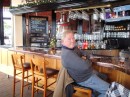 To stay warm during that blustery Sunday, we don sweaters and seek the warmth of an ale house. Here, Jim relaxes at the bar of A1A Ale Works. (Histor