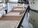 Back at Rivers Edge, a heron greets us at the dock. (Rivers Edge Marina, St. Augustine, Florida)