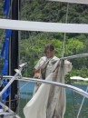 Rod (Joint Adventure), also at Malaloa Marina, works on his boat... 