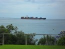 A container ship offshore in the Bass Strait.