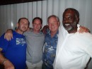 A number of our friends met us at Somewhere on the Beach. From left: Richard Phillips, Robert, Jim, and the Hon. Gilley Williams, local businessman and politician.