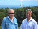 Jim (left) and Peter with the lighthouse in the background.