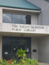 Close-up of library entrance.