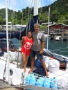 Natasha & Anatoli on the deck of Puppy on May 1, just a few hours before they set sail for Apia, Western Samoa. Bon voyage!