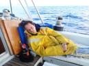Robert takes a well deserved and much needed nap following a harrowing night in the Mona Passage between the east coast of Hispaniola (Dominican Republic) and Puerto Rico.