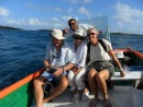 Mike, Penny and Ann with Fernand aboard his panga. 