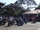 On Saturday, December 7, two days after we arrive back in St. Augustine, we walk into town to see the Christmas Parade. If all these motorcycles parked by the Giggling Gator are any indication, we will not be the only spectators.