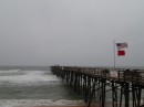 The small craft warning flag flies at Flagler Beach on this final day of January. 