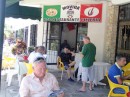 We spot an Italian Restaurant with sidewalk seating just across the street.
(Jim at Restaurante Movida, Sosua, Dominican Republic)