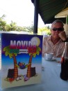 A tropical menu for a tropical town. Jim patiently awaits his coffee and pastry at Movida, Sosua, Dominican Republic.