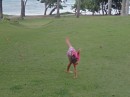 Back in Ofresi on the road to Ocean World, Gwynnie turns cartwheels in the park. (Ofresi, Dominican Republic) 