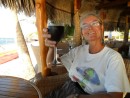 Ann toasts the day at Hilton Moorea.