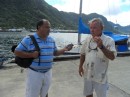 Jim (right) explains to Samoa News reporter Jeff about how the Marine & Wildlife Resources Department, which control Malaloa Marina, denied water to all yachts as of June 10.