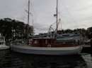 This classic old ketch is tied up opposite us.