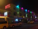 Ensenada night-life with bright lights everywhere. Sirens are everywhere too, we