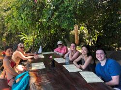 Mid-hike lunch stop at Maraika Beach Club with Rina, Teresa, Arne, Anni, Sasha, Dalir, between Boca de Tomatlan and Las Animas.