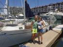 Heidi & Noelle visiting Due West in her new summer home, Marina Vallarta. We miss our boat a lot, but now that she
