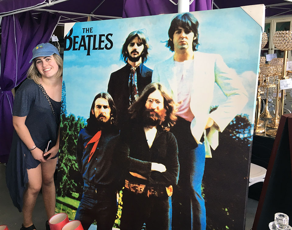 Niece Noelle ran into John, Paul, George and Ringo visiting us on her college spring break! She and Heidi checked out the Galerias El Triunfo in PV, a local display and crafts store like Seattle