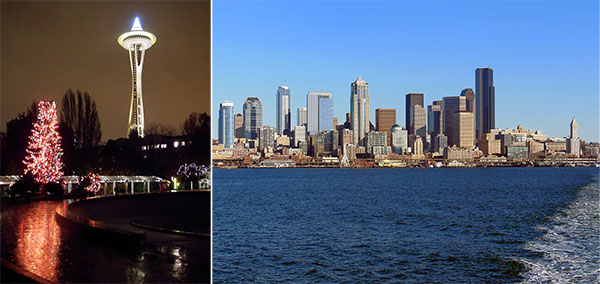 Seattle put on a show for Kirk, everything from SUNSHINE and Holiday Lights to Rain and COLD...