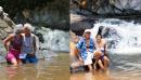 Quimixto Waterfalls, photo on right  ~1998, photo on left ©Karla from June 2018, our 25th wedding anniversary. 