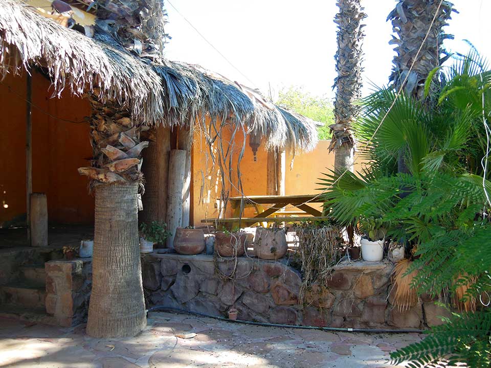 Authentic Mexican-style palapa courtyard in Mulegé.