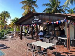 Taberna El Pirata, on Cayo Largo, serving a side of flies with lunch, and a side of mosquitos with dinner, and really mediocre food. But it