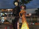Catrine y Catrina, larger-than-life - these Dia de los Muertos figures stood 15+ feet tall against the palm trees lining the malecon. 