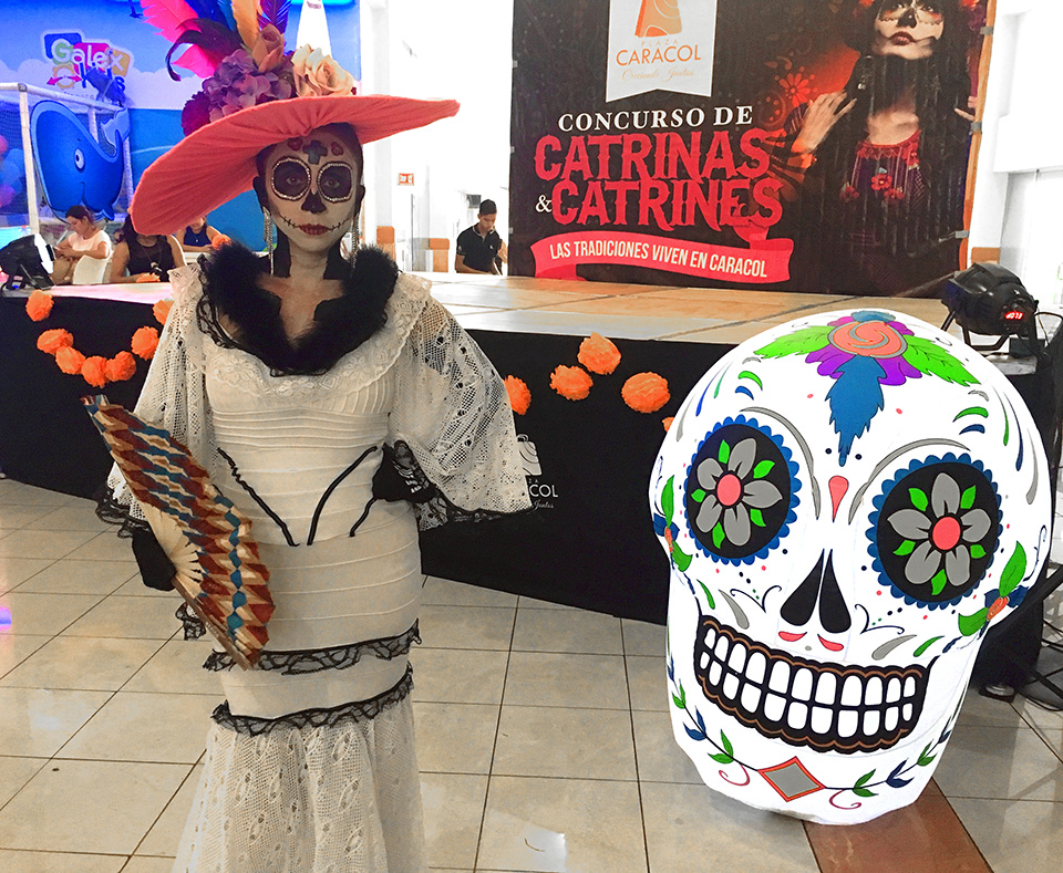 This was a contest for the best dressed Catrinas and Catrines (female and male face-painted skulls and costumes for Dia de los Muertos.)