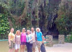 Kelly, Val, Heidi, Teresa, Rob, and Kirk disembarking from the Indian Caves boat ride. 