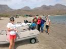 Karen, Steve & Sherri from s/v Pablo, Heidi, and  Jared on the beach in San Evaristo. Here you can see "Aventuras