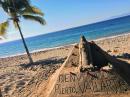 Our celebration of the Festival of Guadalupe started with a walk down the Puerto Vallarta Malecon where someone had created this great Bienvenidos sand sculpture with the Virgin of Guadalupe herself...
